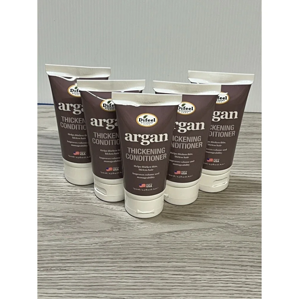 Difeel Argan Thickening Conditioner 2.5 Fl Oz Helps Volume Hair LOT of 5